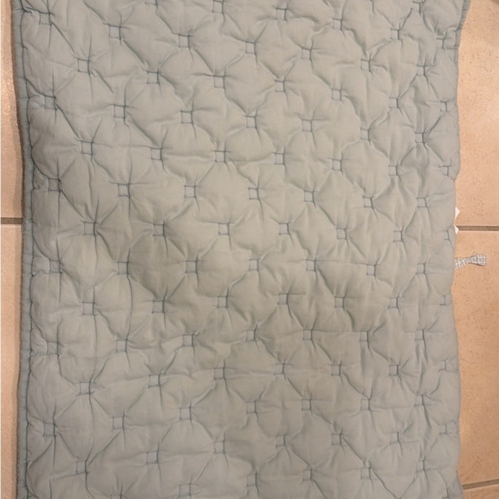 Pottery Barn Blue quilted Bedding—full blanket/coverlette and two standard shams